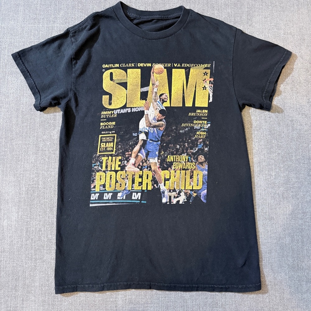 SLAM Magazine The Poster Child Anthony Edwards Caitlin Clark Black T-Shirt Small